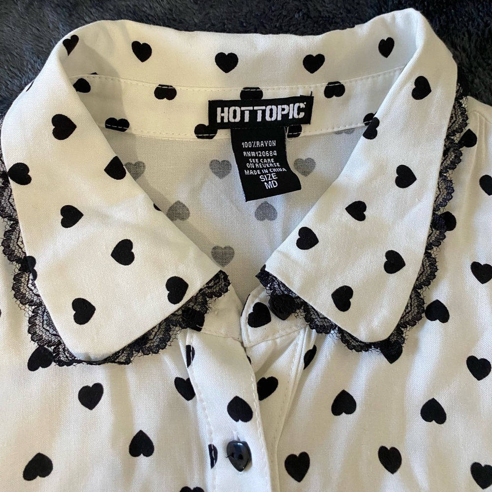 White & Black Heart Collar Dress